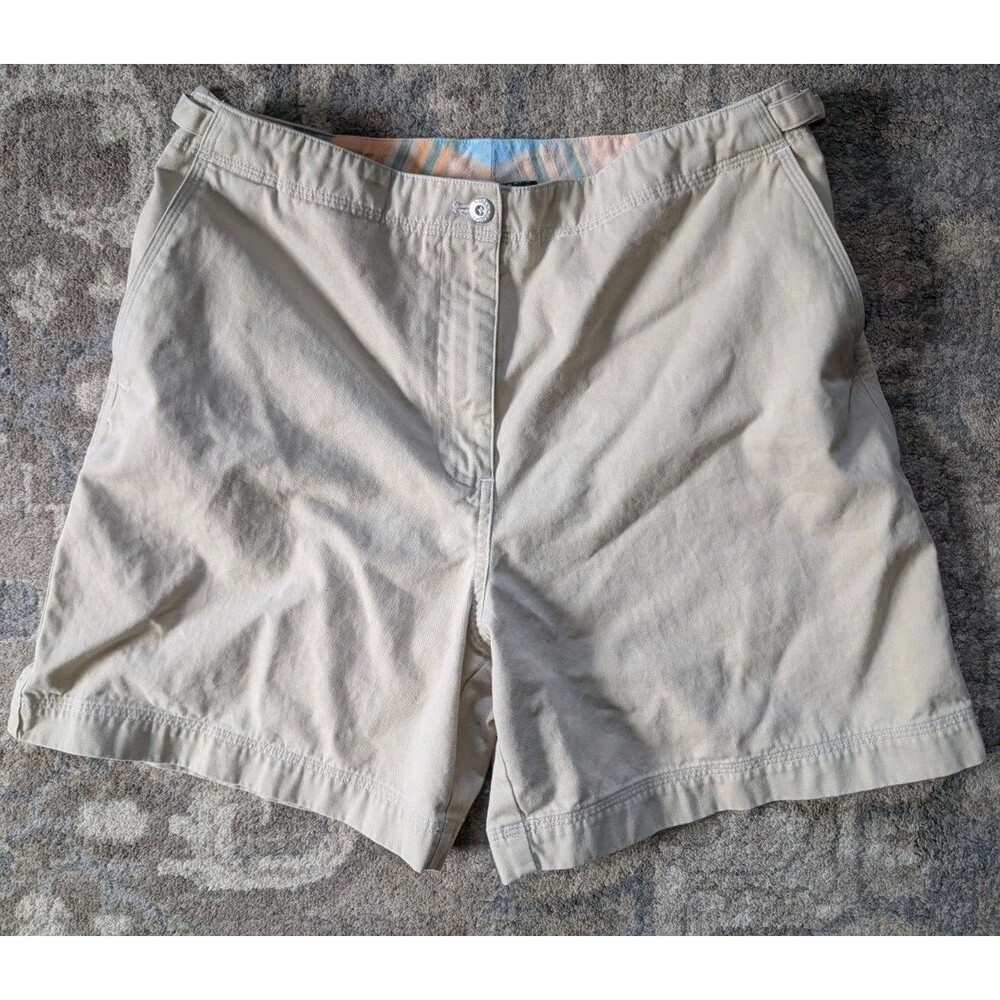 Lauren Ralph Lauren Womens 12P Beige Shorts VTG Pleated Front 100% Cotton Petite